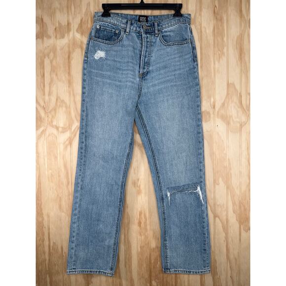BDG Relaxed Straight Jeans Size 26 Distressed Button Fly High Rise - Picture 2 of 6